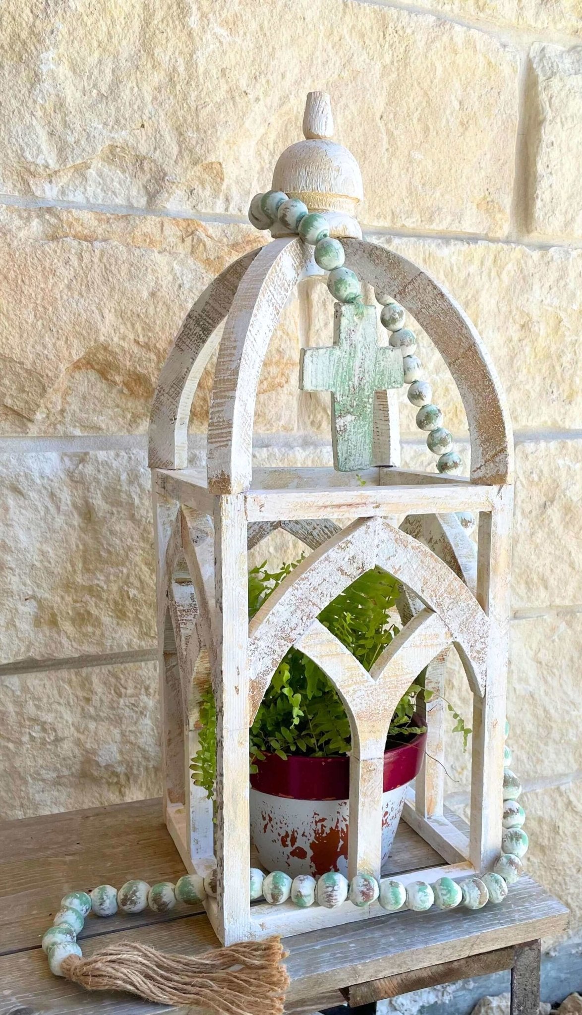 White Distressed Lanterns - Set of 3 - Solange & Frances