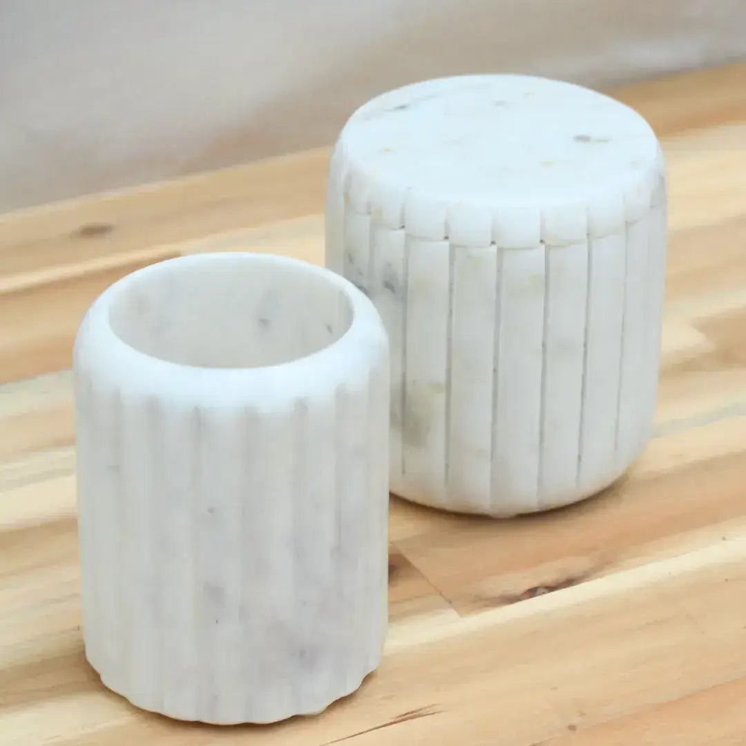 White Marble Canister - Solange & Frances