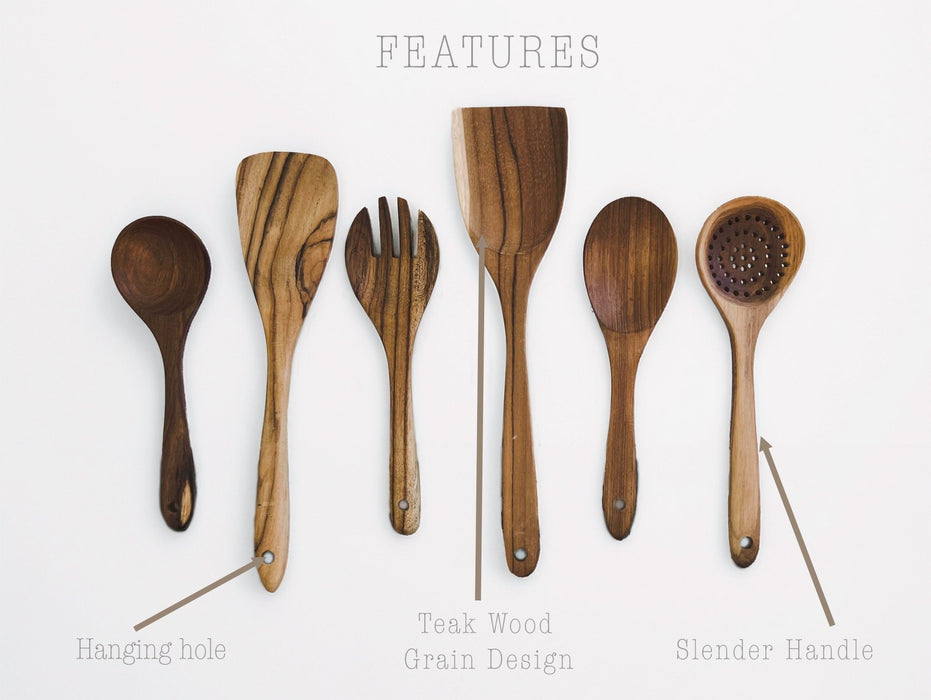 Wooden Kitchen Utensils, Teak - Solange & Frances