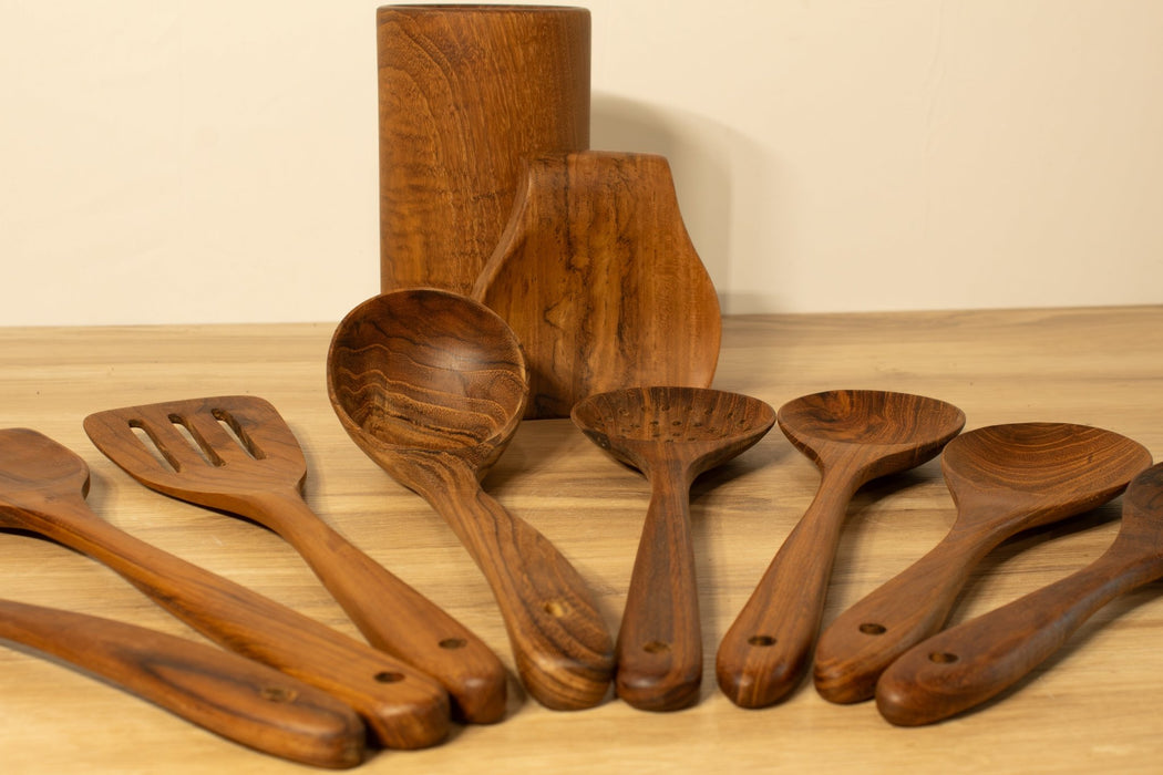 Wooden Kitchen Utensils, Teak Set - Solange & Frances