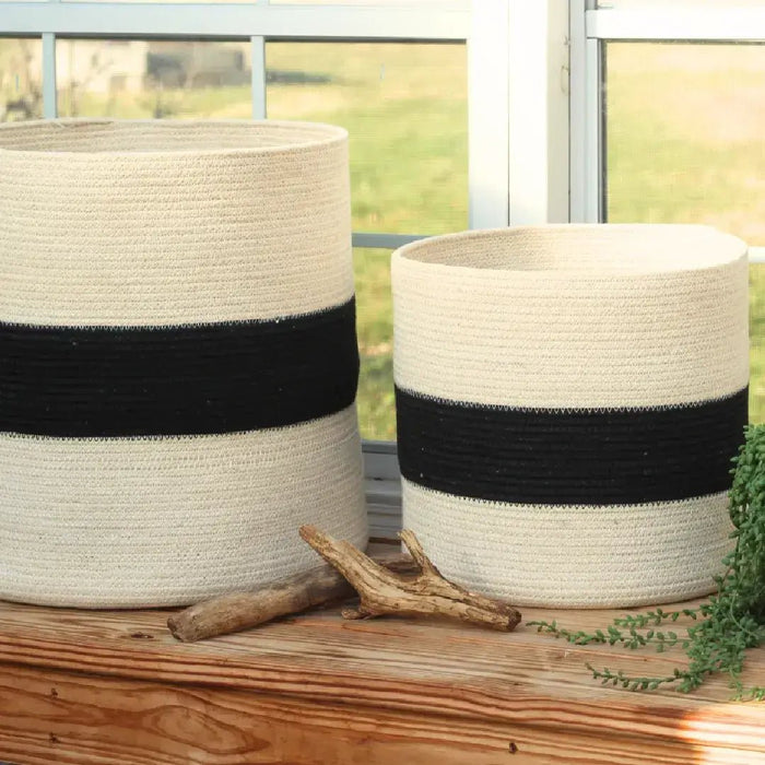 Woven Black & White Baskets - Set of 2 - Solange & Frances