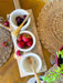 White Stone Serving Bowls w/ Mango Wood Spoons & Base- Set of 3 | Solange & Frances