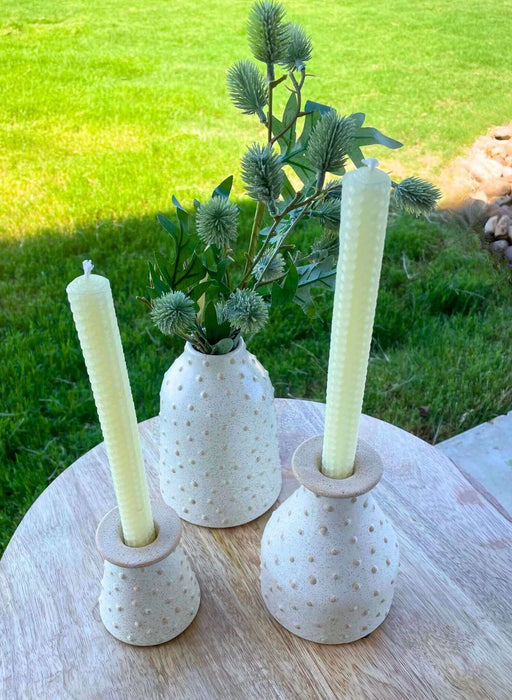 Knobby Ceramic Bud Vases / Taper Holders- Set of 3 | Solange & Frances