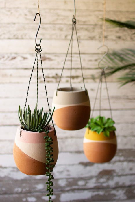 Clay Hanging Pots-Set of 3