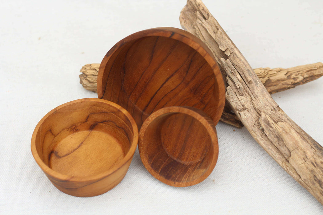 Teak Pinch Bowls Set of 3- Solange & Frances