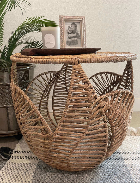 Fern Detail Rattan Side Table