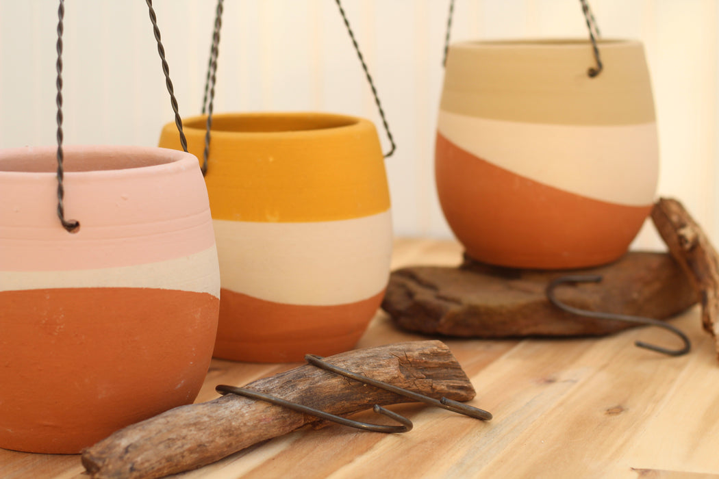 Clay Hanging Pots-Set of 3
