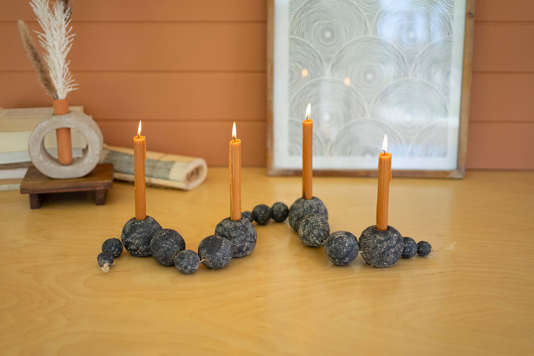 Black Tabletop Clay Beads-Taper Holder | Solange & Frances