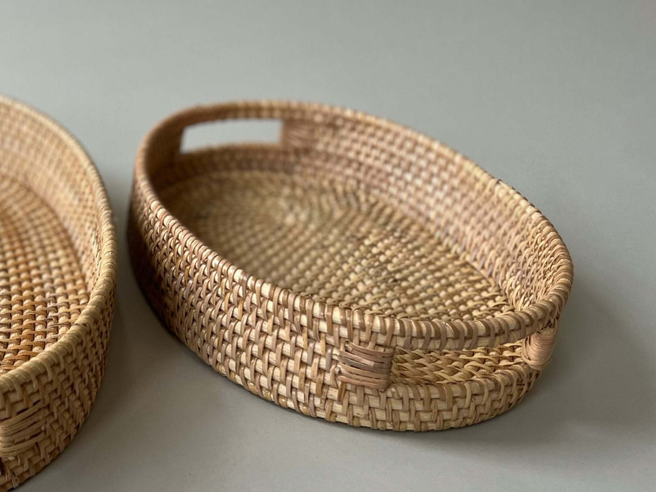 Rattan Oval Tray w/ Handles- Small | Solange & Frances