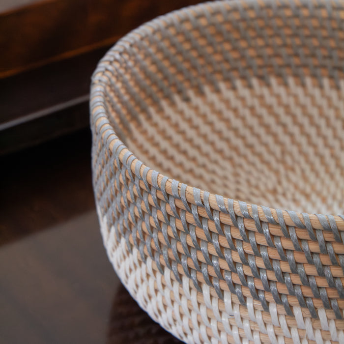 Gray and White Rattan Basket Set