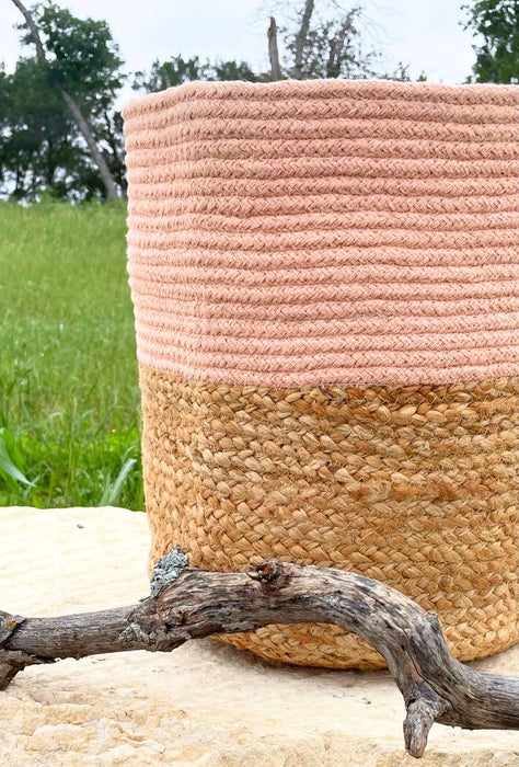 Peach Nectar Cotton Jute Basket | Solange & Frances