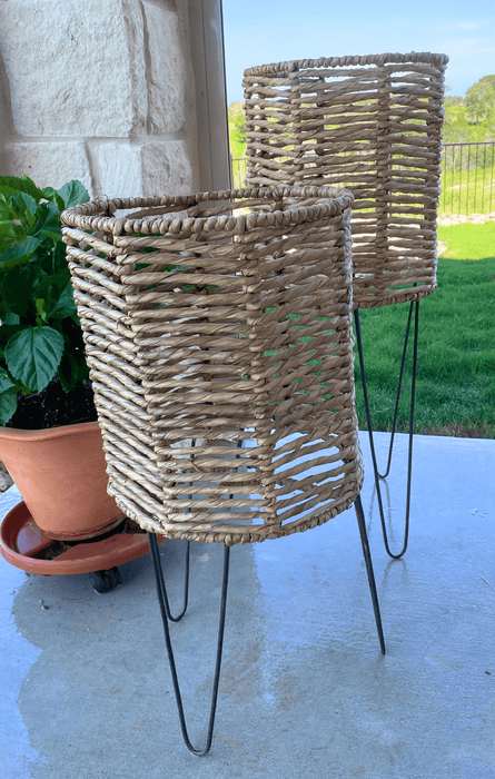 Woven Rattan Barrel Planters- Set of 2 | Solange & Frances