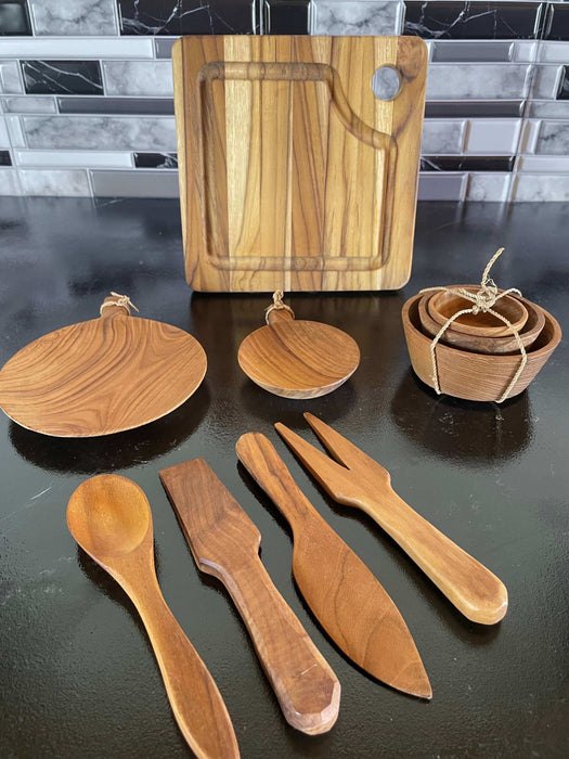 Teak Wood Charcuterie Bundle- Set of 4 | Solange & Frances