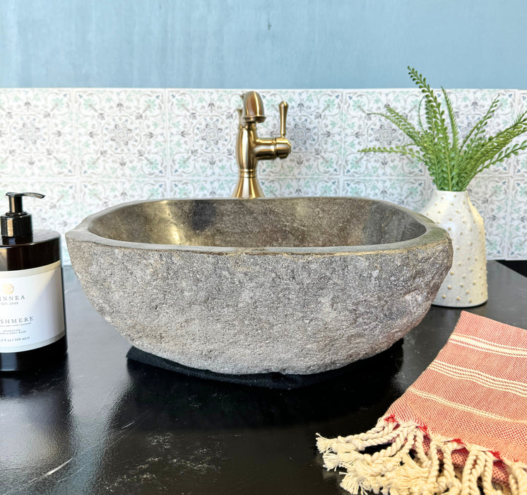 Small River Rock Vessel Sink