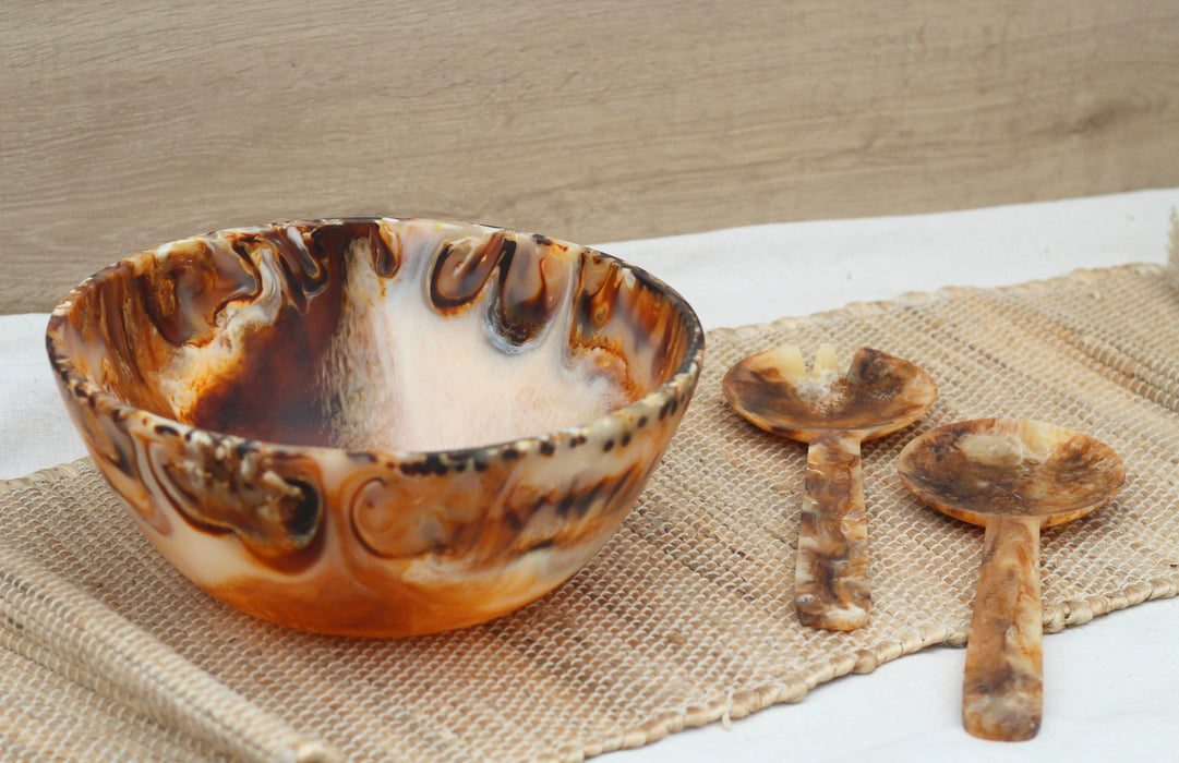 Tortoiseshell Salad Bowl and Servers | Solange & Frances