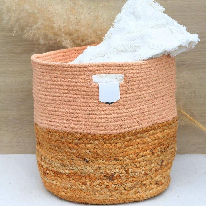 Peach Nectar Cotton Jute Basket