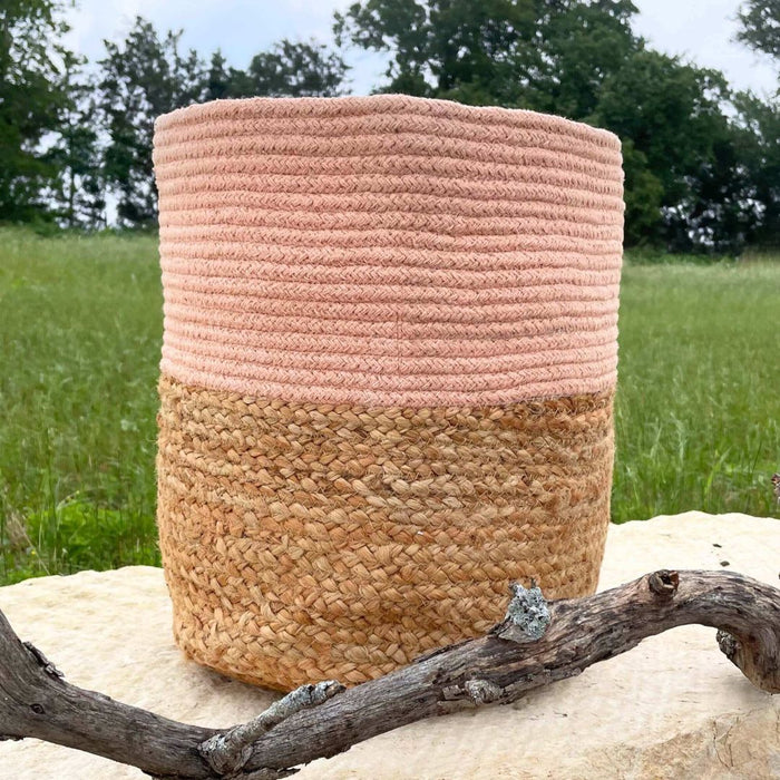 Peach Nectar Cotton Jute Basket