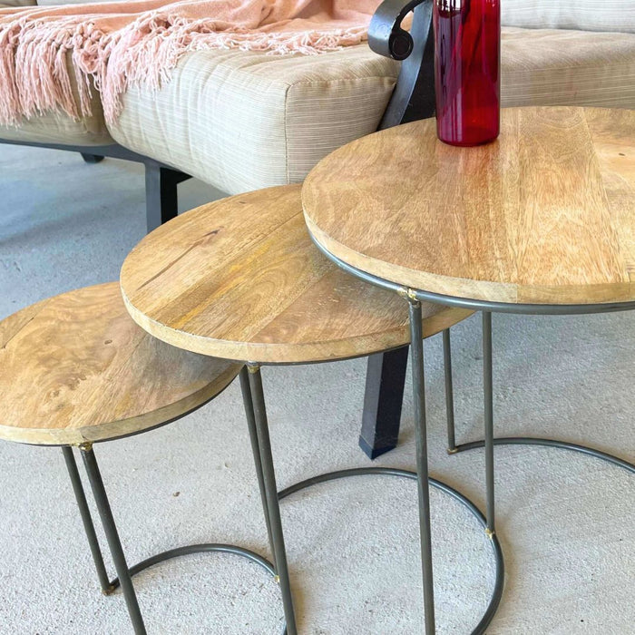 Nesting Mango Wood Accent Tables- Set of 3