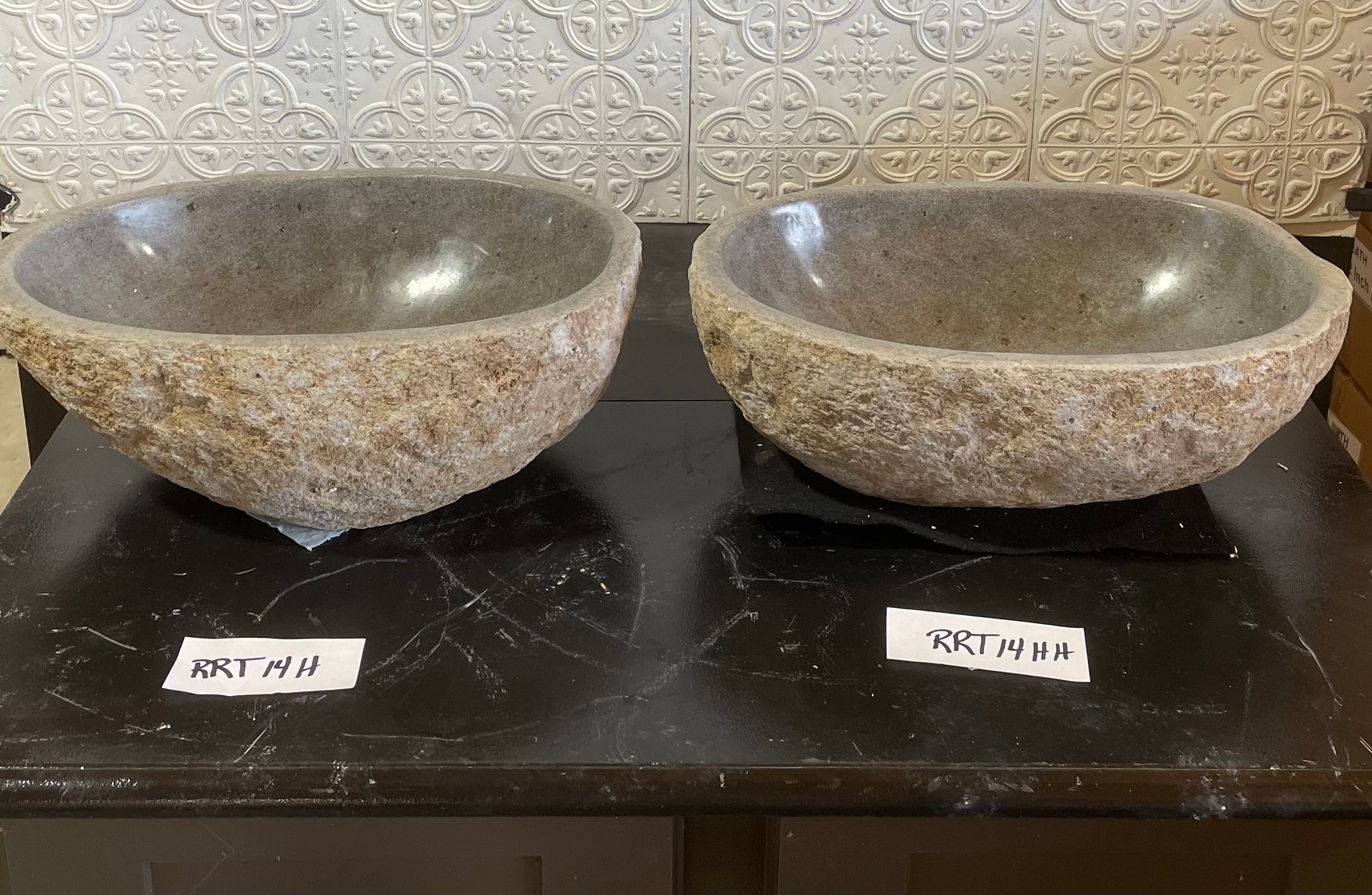 River Rock Vessel Sink Twin Matching Set
