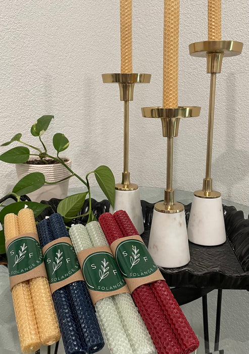 Hand Made HoneyComb Beeswax Taper Candles-Set of 2
