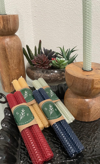 Hand Made HoneyComb Beeswax Taper Candles-Set of 2