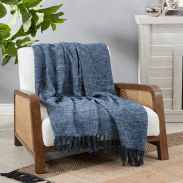 Stitch Line Throw Blanket, Navy Blue