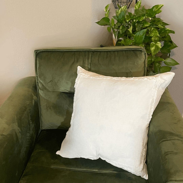 Ruffled Linen Throw Pillow