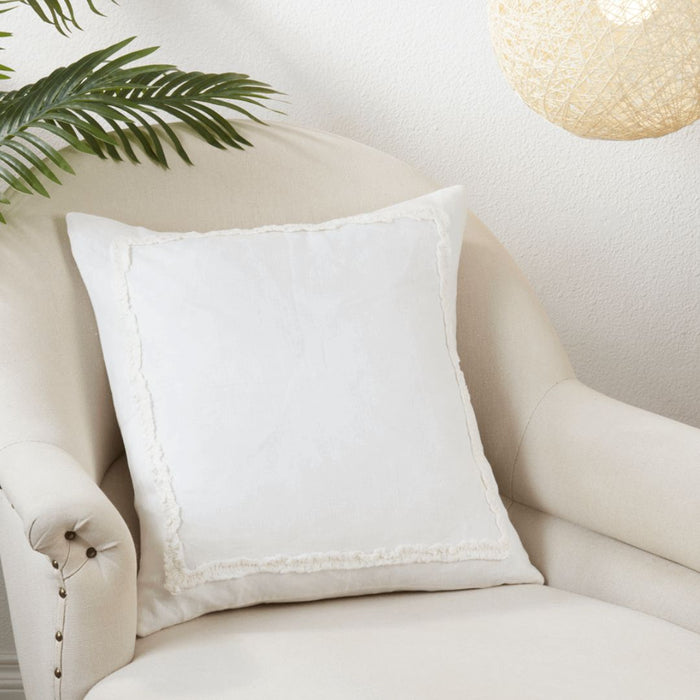 Ruffled Linen Throw Pillow