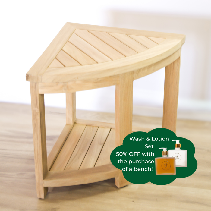 Teak Corner Shower Bench