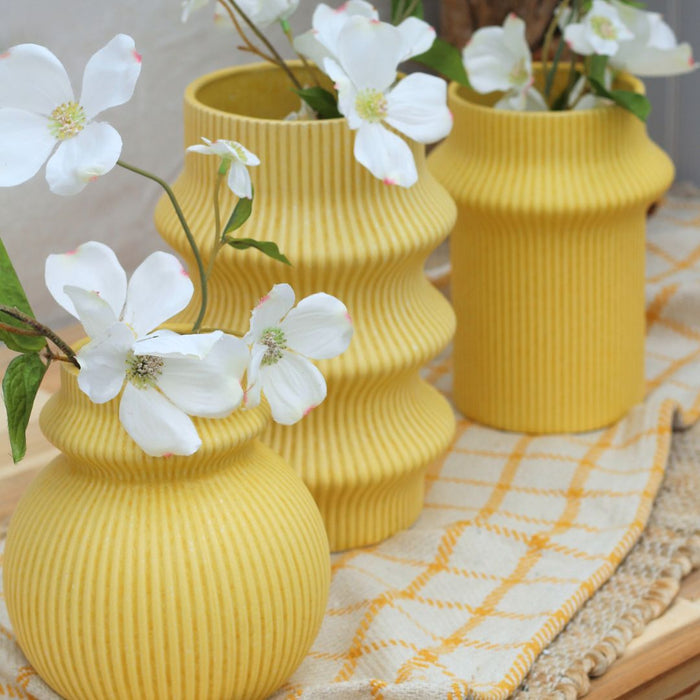 Grooved Ceramic Vases, Set of 3 | Solange & Frances