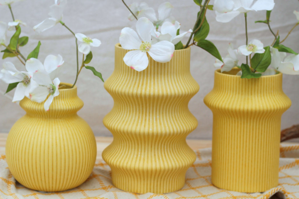 Grooved Ceramic Vases, Set of 3 | Solange & Frances