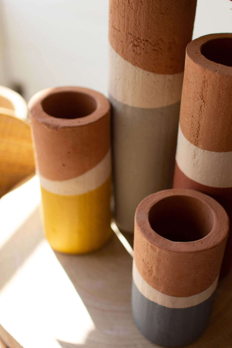 Clay Cylinder Vases - Set of 4 - Solange & Frances