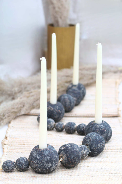 Black Tabletop Clay Beads-Taper Holder | Solange & Frances