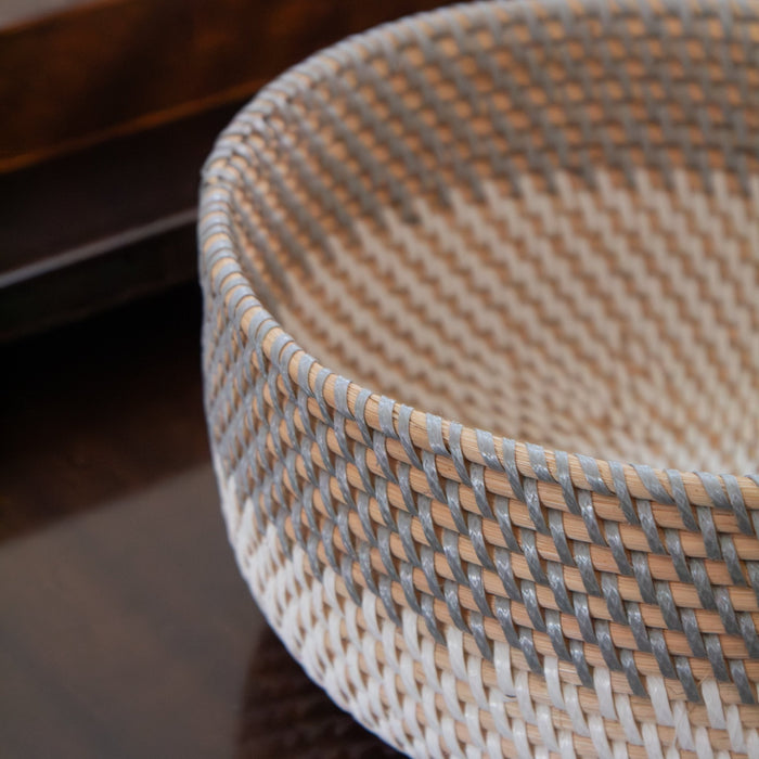 Gray and White Rattan Basket Set - Solange & Frances