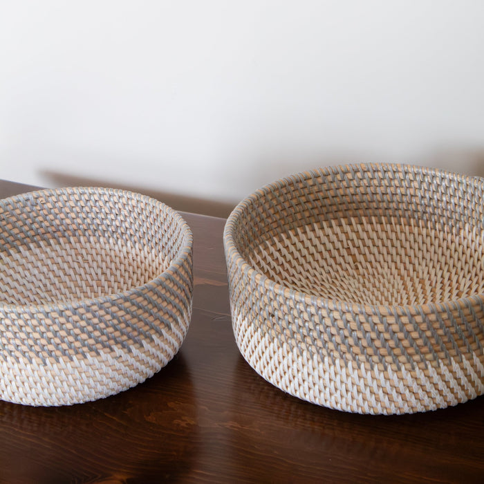 Gray and White Rattan Basket Set - Solange & Frances