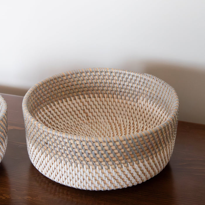 Gray and White Rattan Basket Set - Solange & Frances
