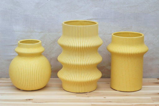 Grooved Ceramic Vases, Set of 3 - Solange & Frances