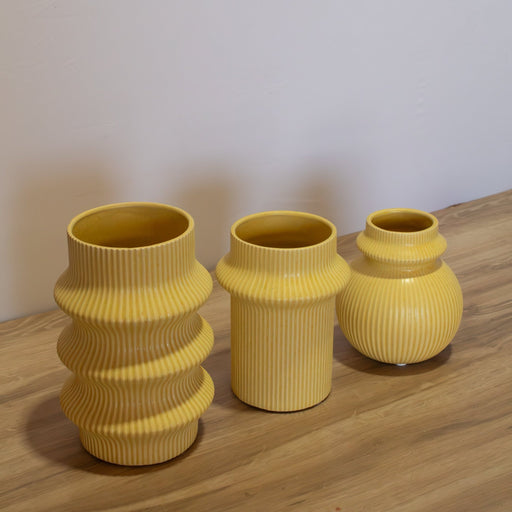 Grooved Ceramic Vases, Set of 3 - Solange & Frances