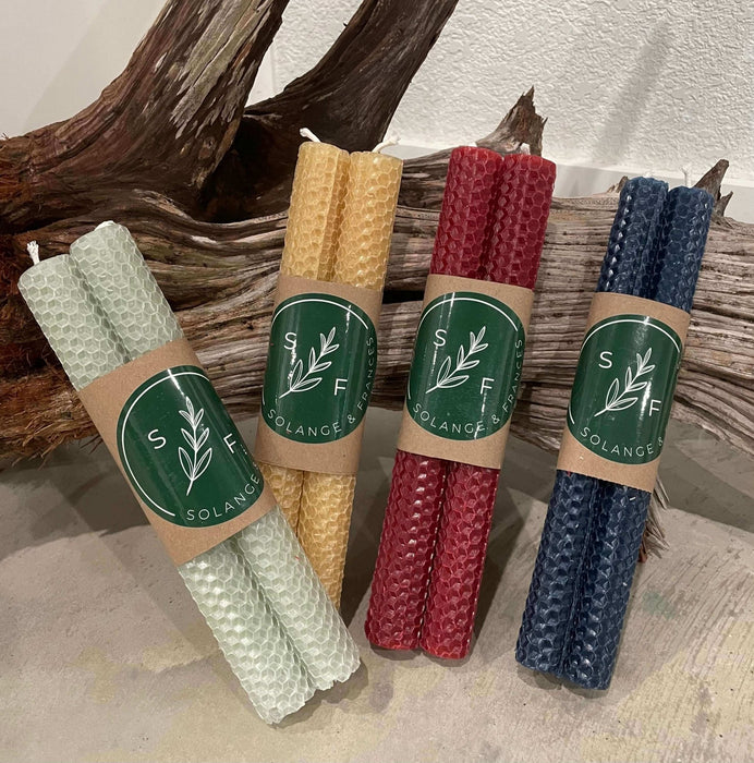 Hand Made HoneyComb Beeswax Taper Candles - Set of 2 - Solange & Frances