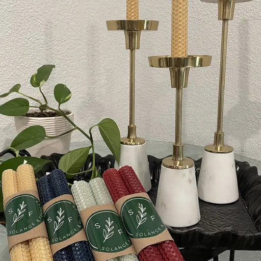 Hand Made HoneyComb Beeswax Taper Candles - Set of 2 - Solange & Frances