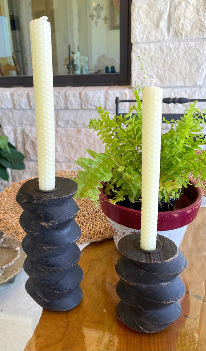 Hand Made HoneyComb Beeswax Taper Candles - Set of 2 - Solange & Frances