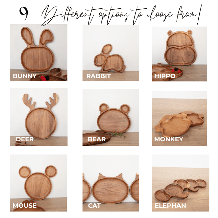 Kids Animal Shaped Wooden Plate - Solange & Frances