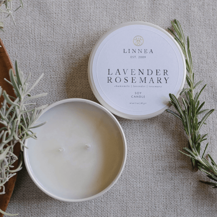 Linnea Candle, Petite Tin Lavender & Rosemary - Solange & Frances
