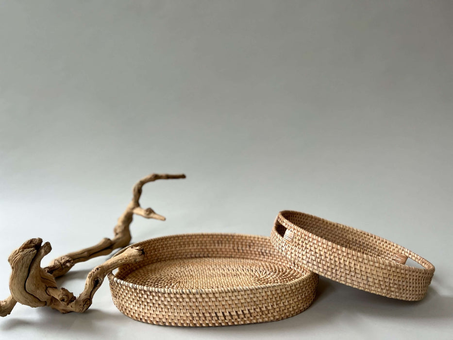 Rattan Oval Tray w/ Handles - Small - Solange & Frances