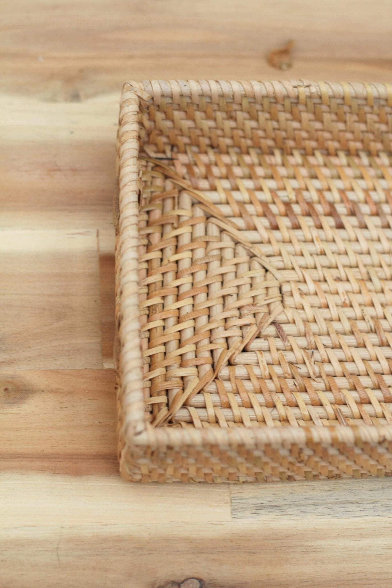 Rattan Small Rectangular Tray w/ Handles - Solange & Frances