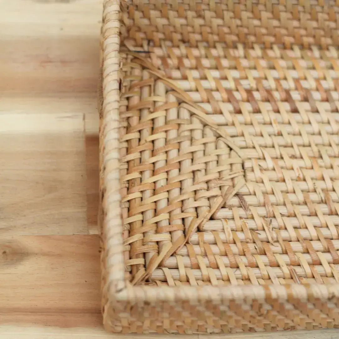 Rattan Small Rectangular Tray w/ Handles - Solange & Frances