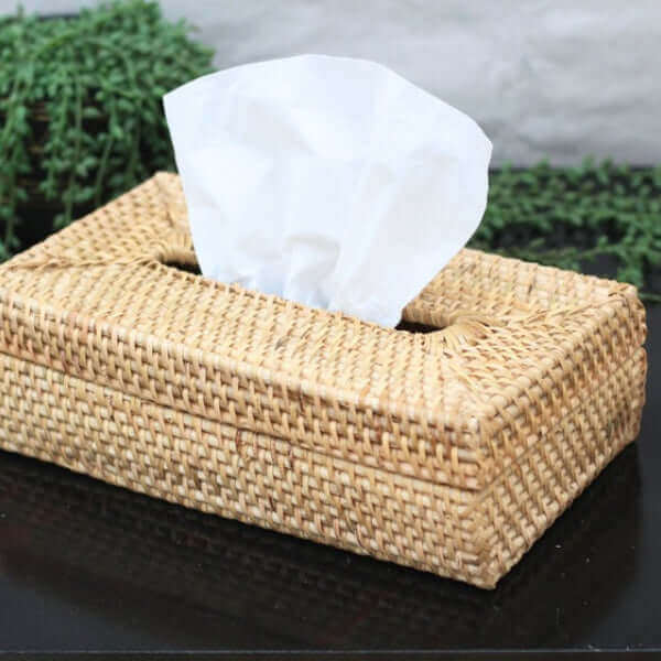 Rattan rectangular deals tissue box cover