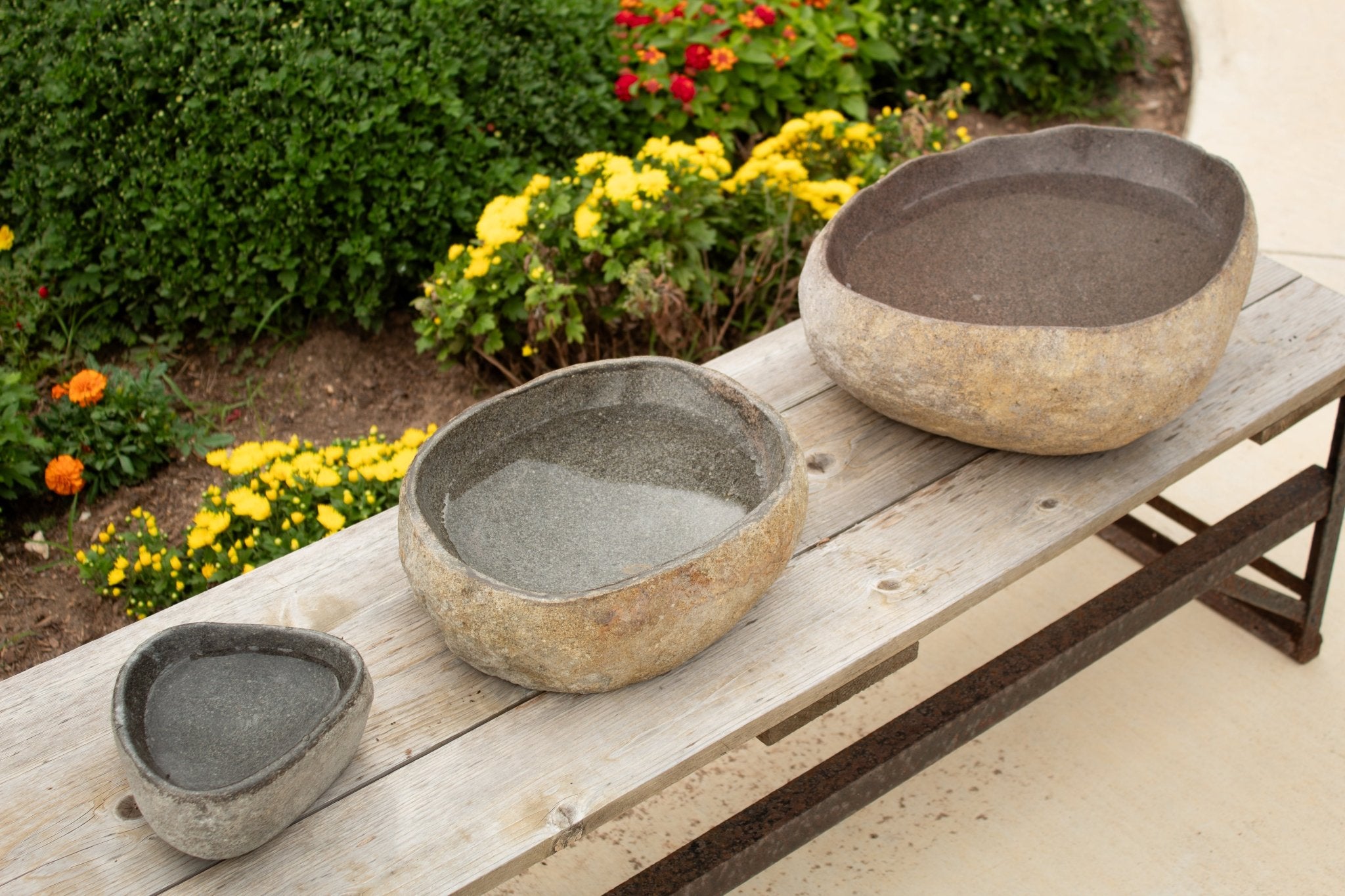River Rock Bird Bath - Solange & Frances