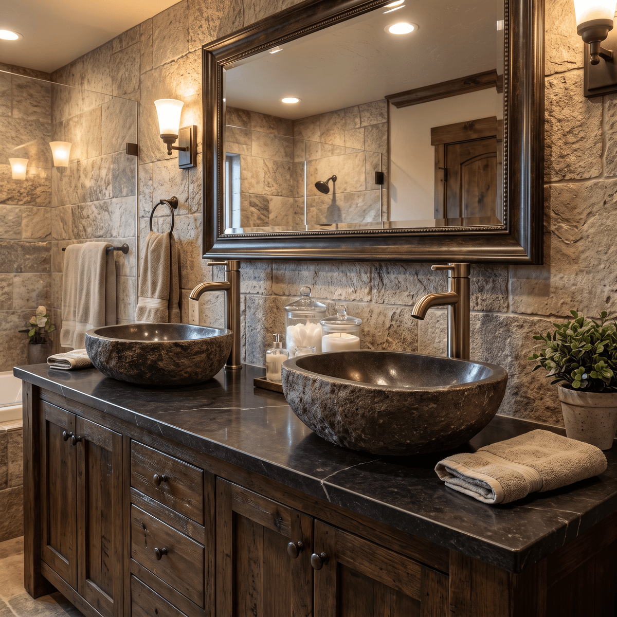 River Rock Vessel Sink Twin Matching Set - Solange & Frances