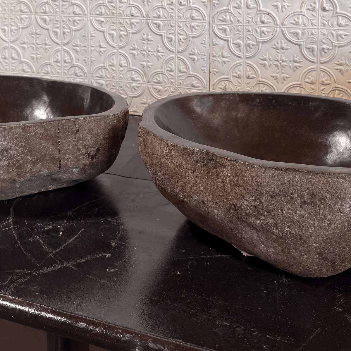 River Rock Vessel Sink Twin Matching Set - Solange & Frances